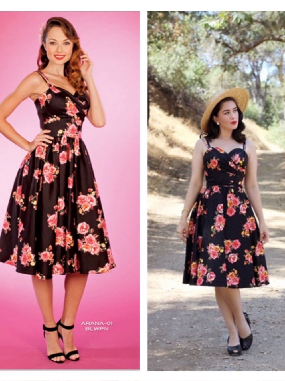 Stop Staring! Alicia Estrada Arana Swing Dress Black Floral XL Mod Pin up Retro